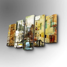 Wallity Cuadro decorativo en lienzo de 5 piezas 5PUC-130 Multicolor